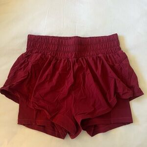POPFLEX Women's Athletic Shorts in Dark Red